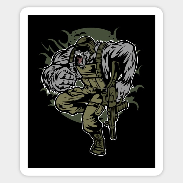 Soldier Ape Sticker by Rebus28